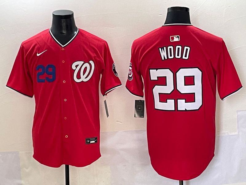 Men 2025 Washington Nationals #29 Wood Red Game Nike MLB Jersey style 3->washington nationals->MLB Jersey